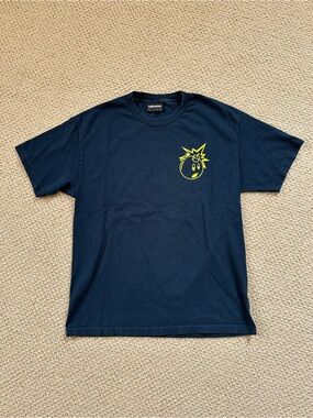 The Hundreds Navy Tee with Neon Yellow Smiley Bomb Logo